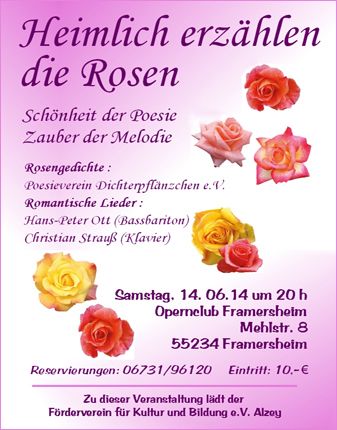 Musikalische Lesung „Heimlich erzählen die Rosen